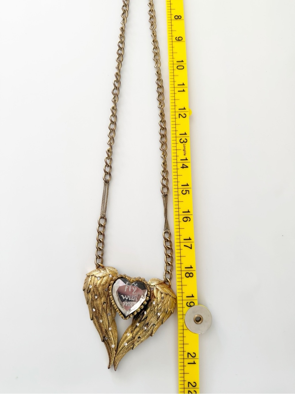 Vintage Betsey Johnson Heart Angel Wings Fly With Me Statement Necklace - Picture 10 of 11